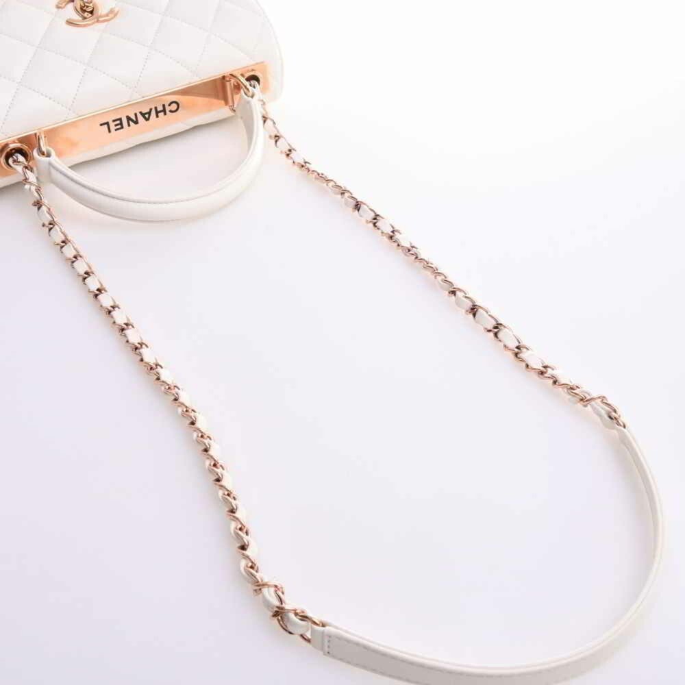 CHANEL Chanel lambskin matelasse here mark trendy CC chain handbag white ladies - Picture 5 of 10